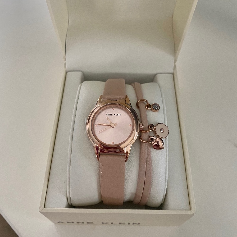 Rose Gold Anne Klein Watch and Charm Bracelet